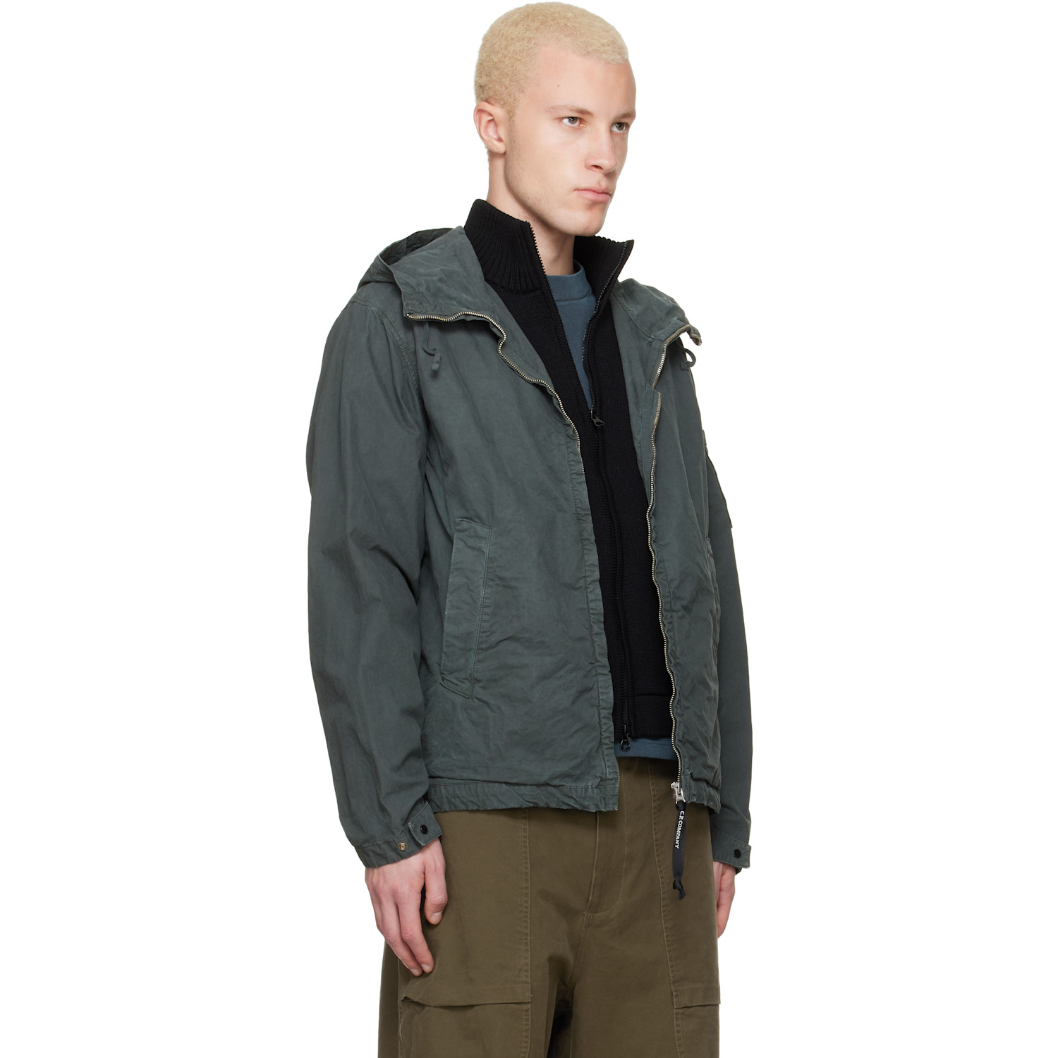  C.p. Company Green Micro-reps Hooded Lens Jacket 