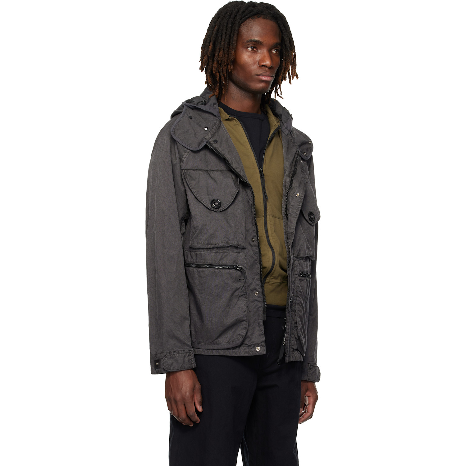  C.p. Company Gray Panama-r Mixed Goggle Jacket 