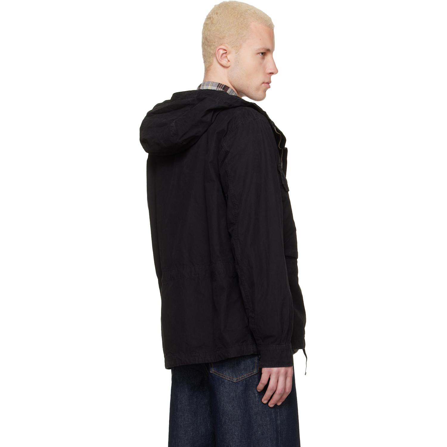 C.p. Company Black Micro-reps Hooded Lens Overshirt 