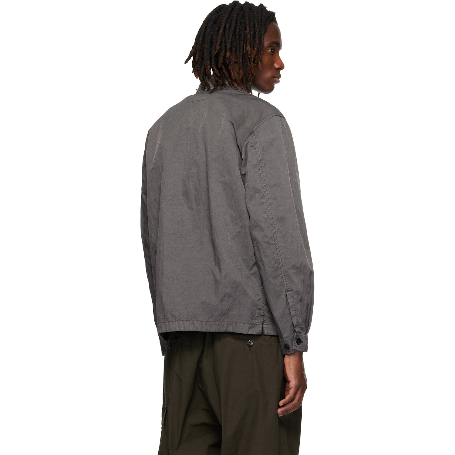  C.p. Company Gray Panama-r Zipped Lens Overshirt 