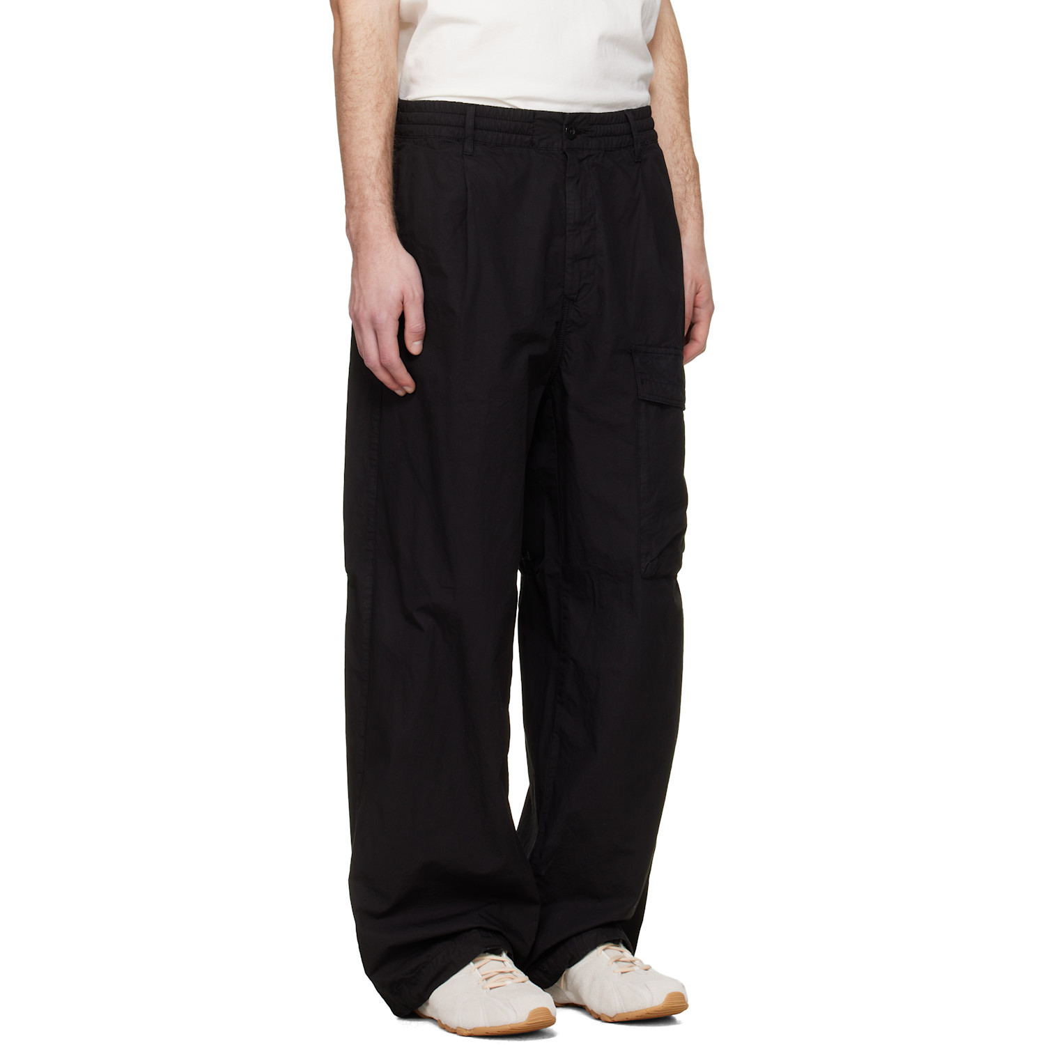  C.p. Company Black Micro-reps Boxy Leg Pocket Lens Pants 