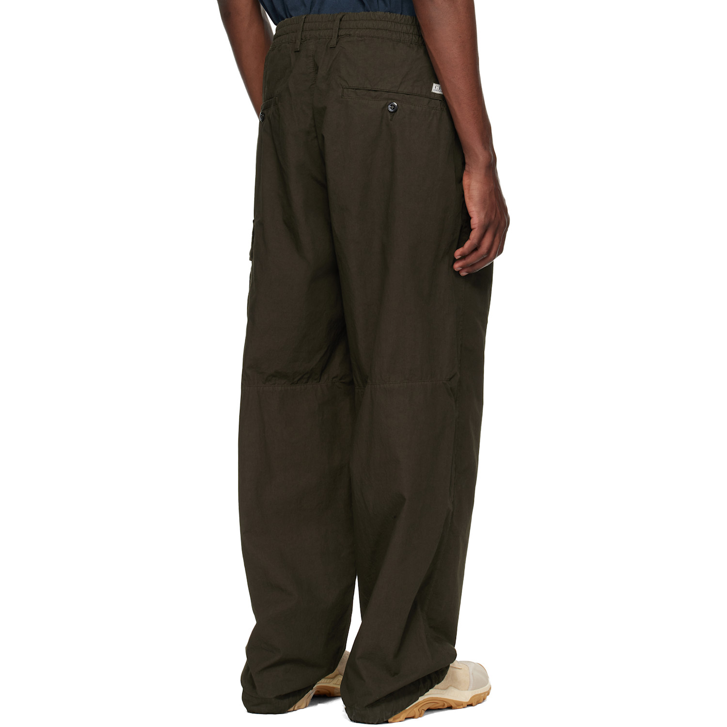  C.p. Company Khaki Micro-reps Boxy Leg Pocket Lens Cargo Pants 