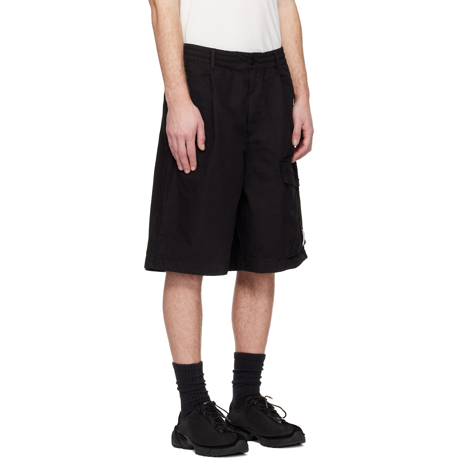  C.p. Company Black Micro-reps Boxy Lens Shorts 