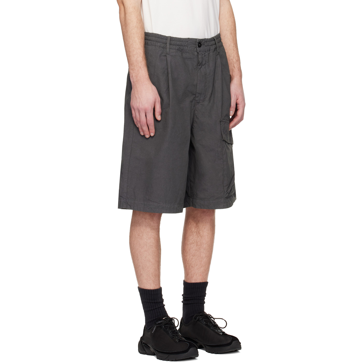  C.p. Company Gray Micro-reps Boxy Lens Shorts 