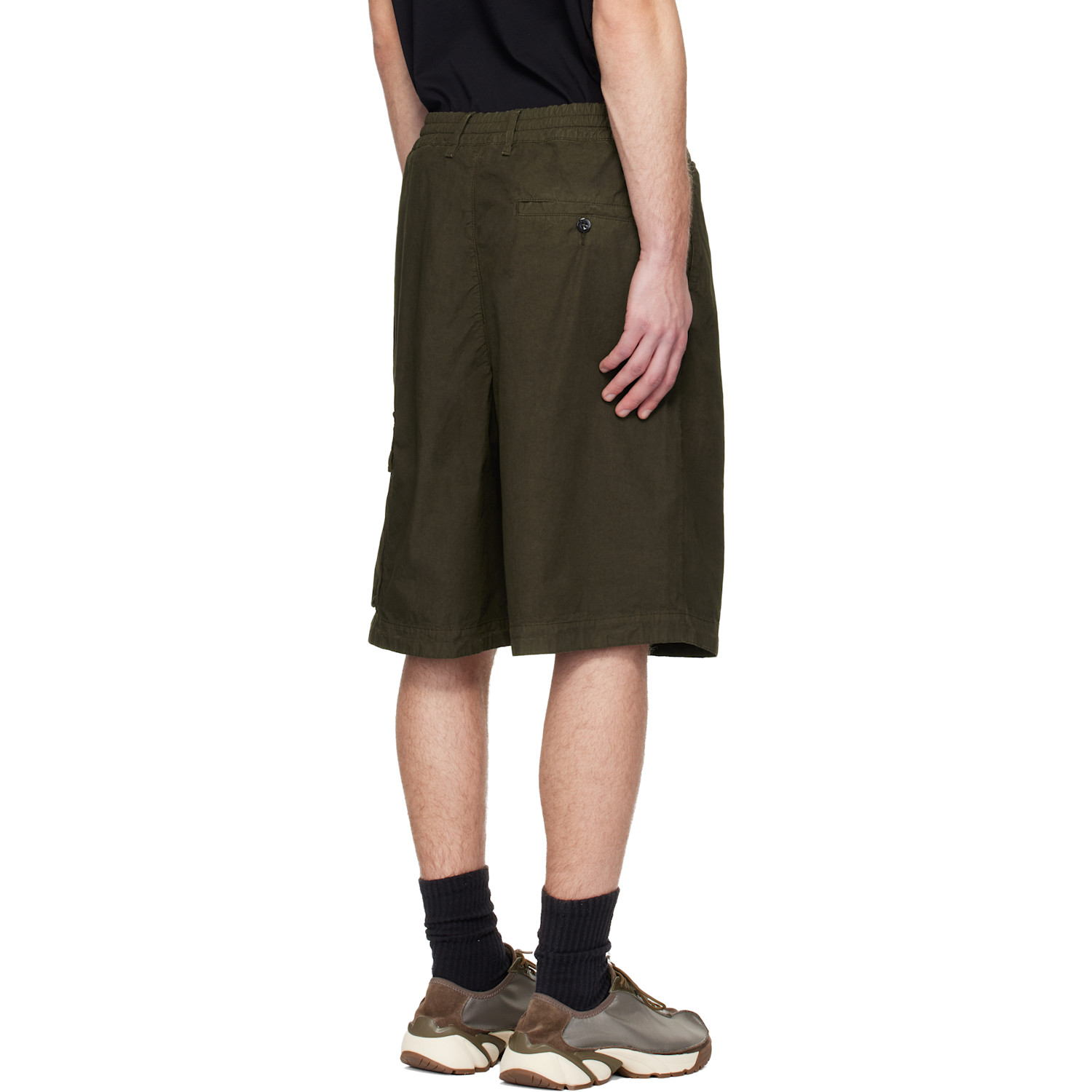  C.p. Company Khaki Micro-reps Boxy Lens Shorts 