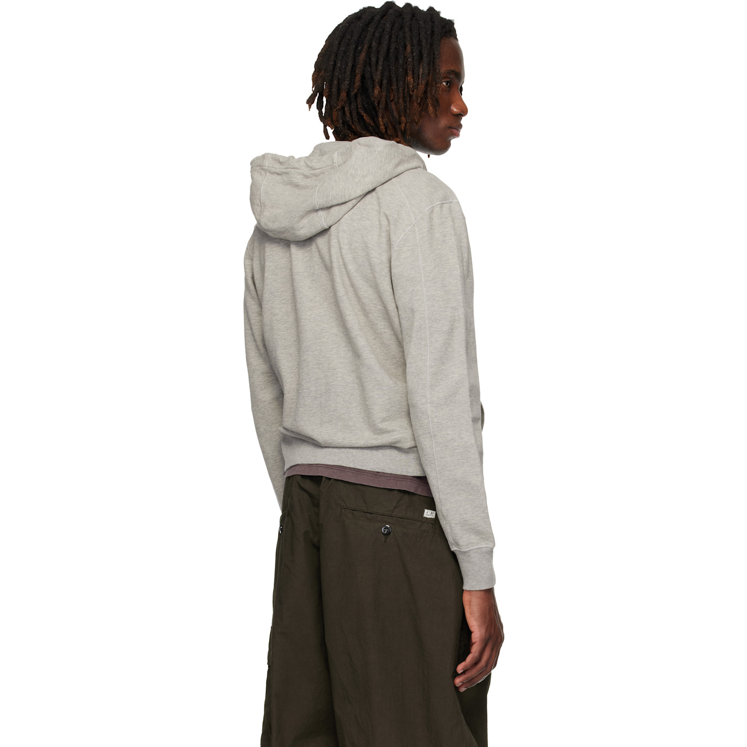  C.p. Company Gray Light Fleece Zip Lens Hoodie 