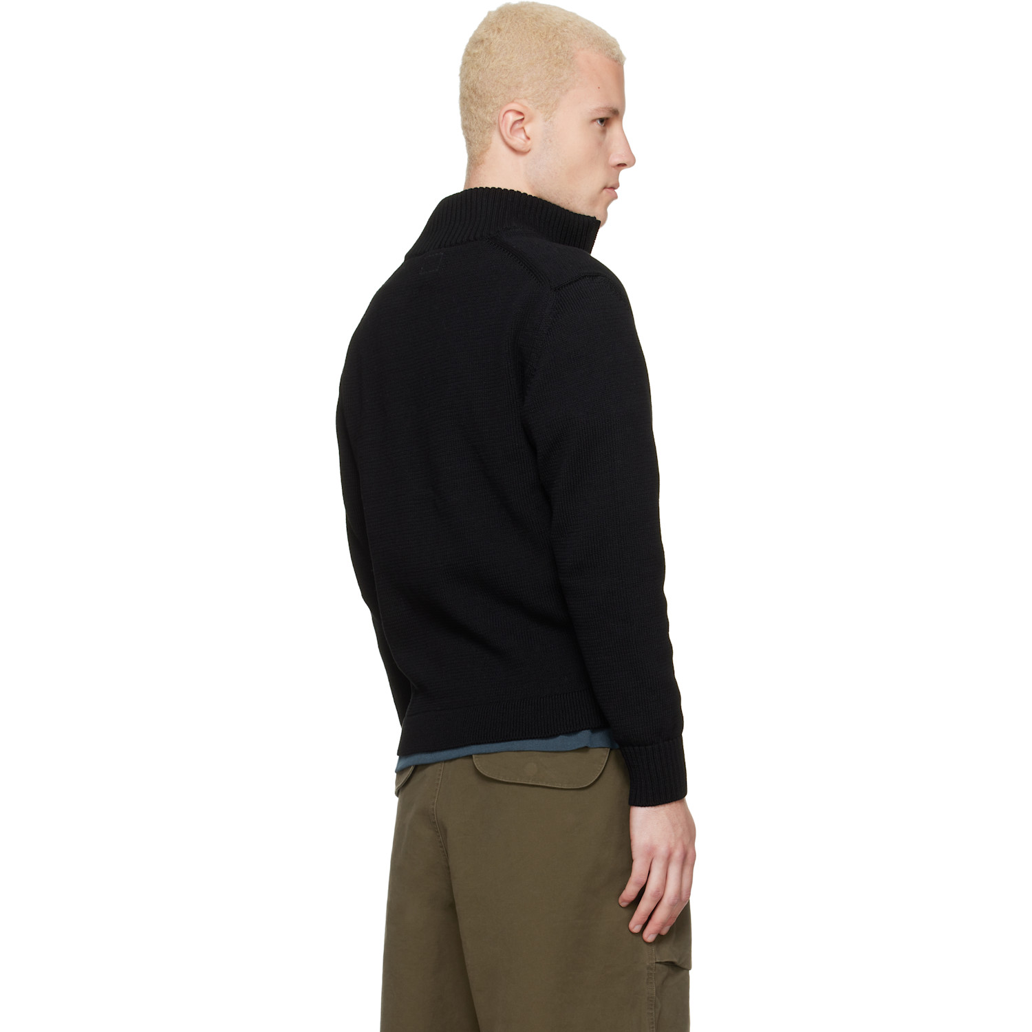  C.p. Company Black Compact Cotton Zipped Cardigan Sweater 
