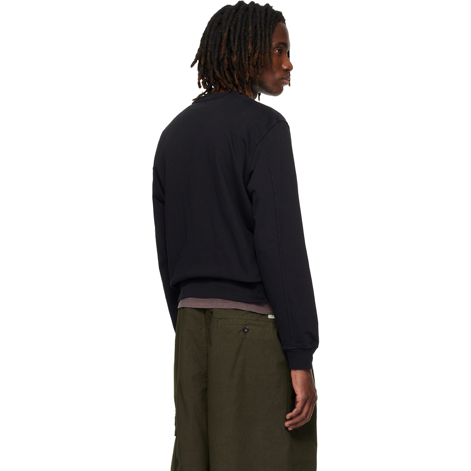  C.p. Company Black Light Fleece Crewneck Sweatshirt 