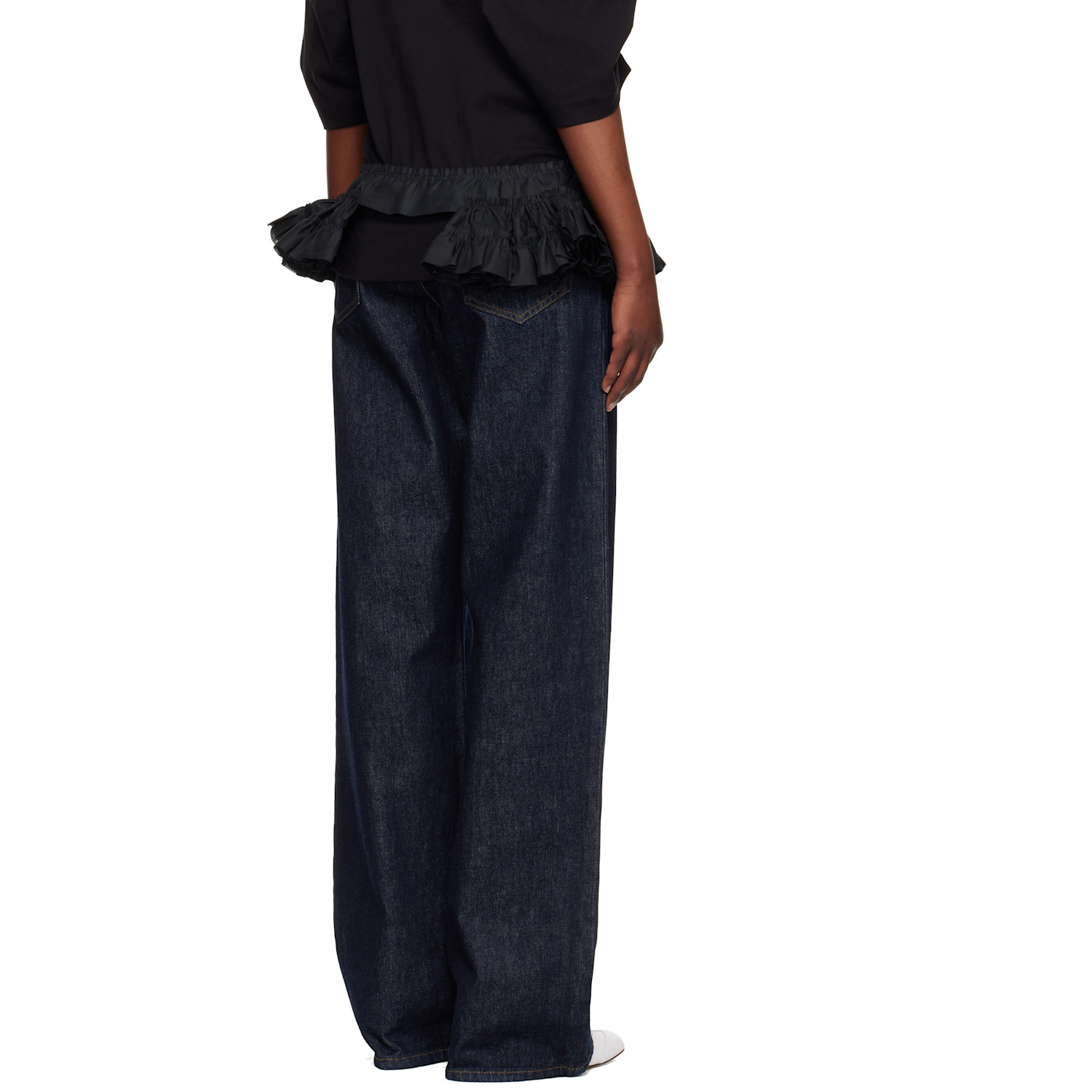  Dries Van Noten Black Ruffled Cotton Waist Belt 