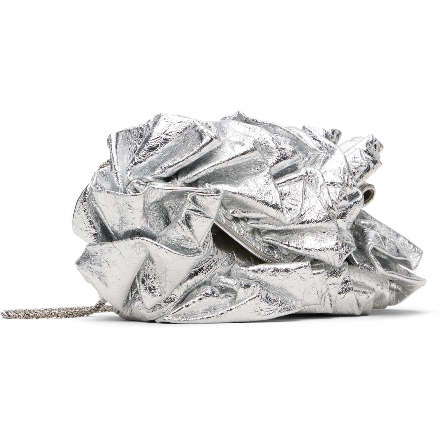  Dries Van Noten Silver Small Ruffled Clutch 