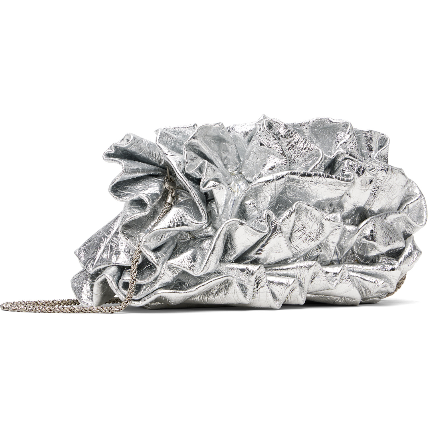  Dries Van Noten Silver Small Ruffled Clutch 