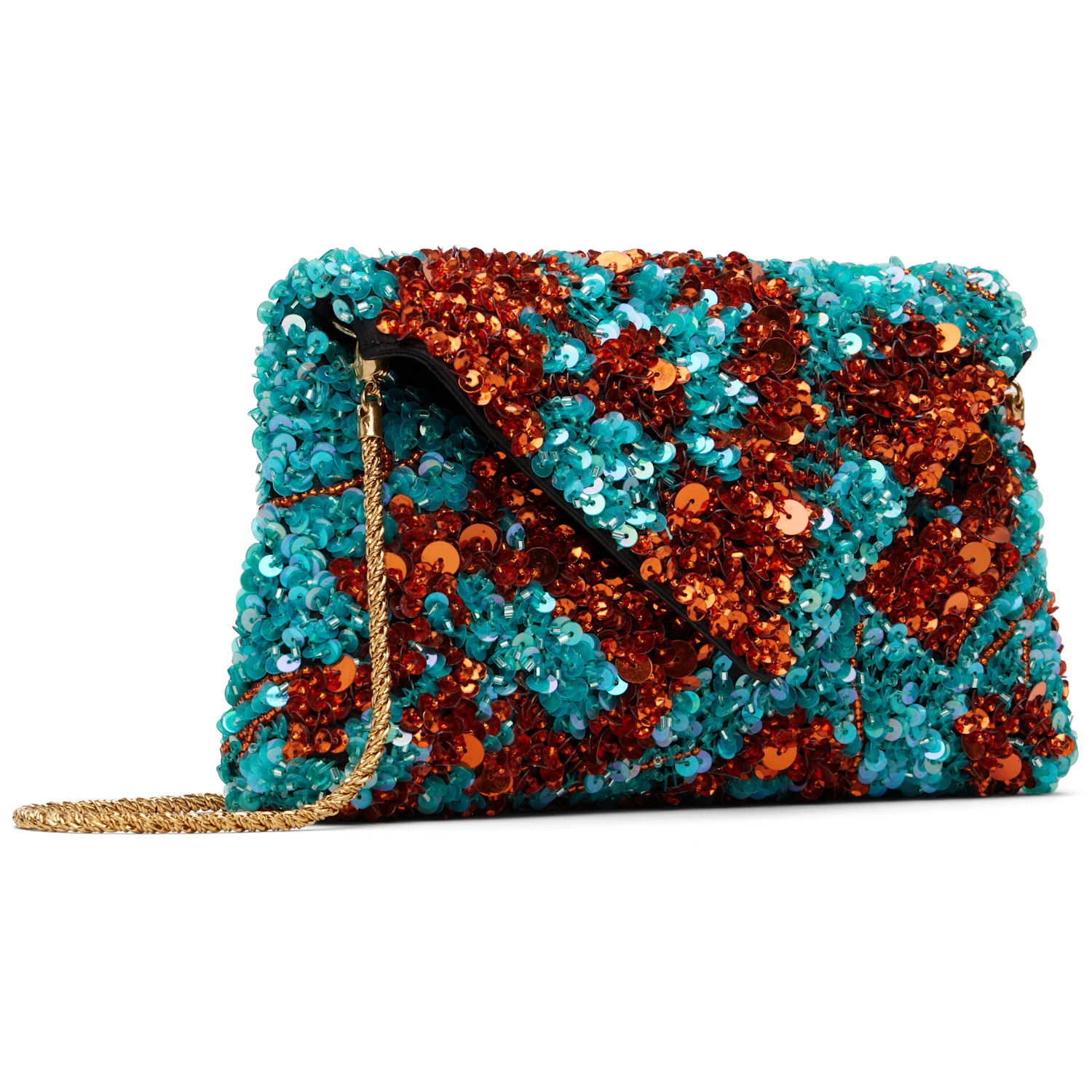  Dries Van Noten Blue & Orange Silk Clutch 