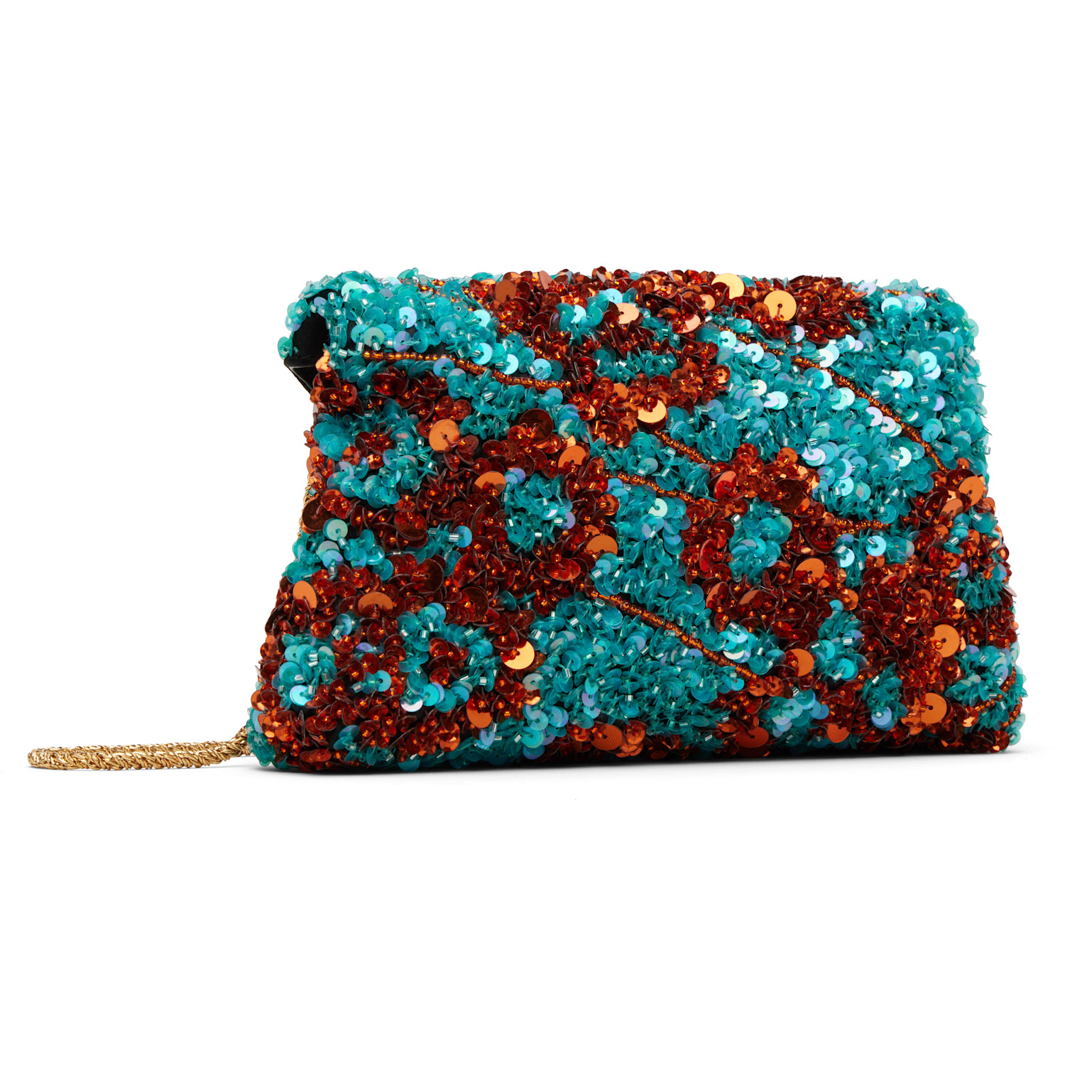  Dries Van Noten Blue & Orange Silk Clutch 