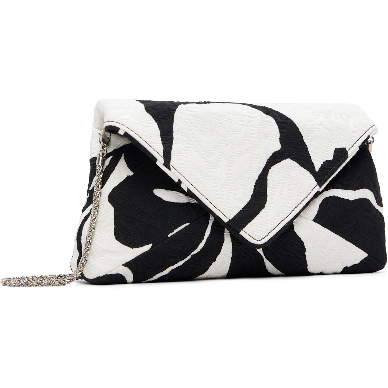  Dries Van Noten Black & White Envelope Large Floral Clutch 