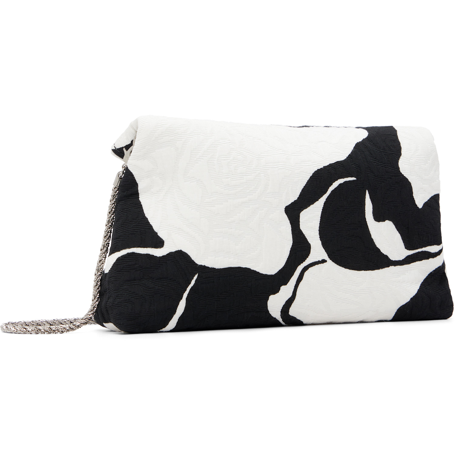  Dries Van Noten Black & White Envelope Large Floral Clutch 