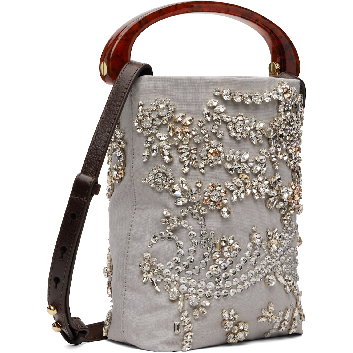  Dries Van Noten Gray Micro Embellished Bag 