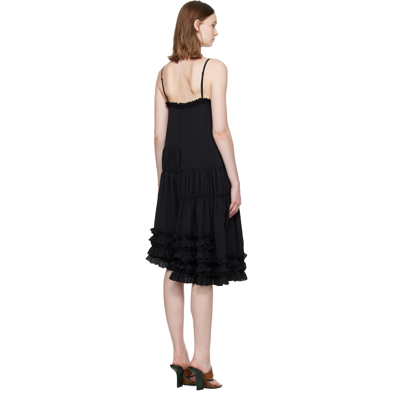  Dries Van Noten Black Ruffled Midi Dress 