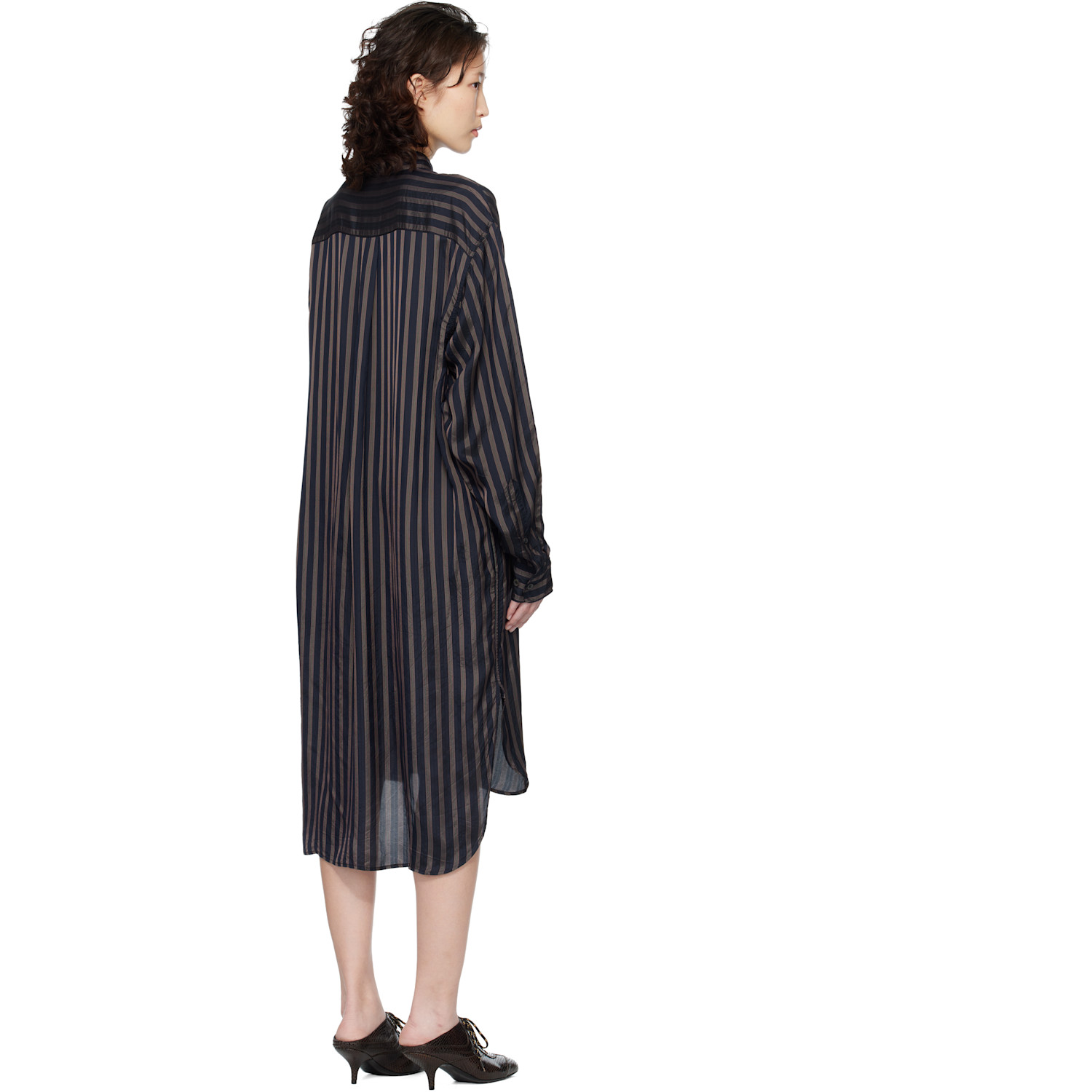  Dries Van Noten Navy Shirt Midi Dress 