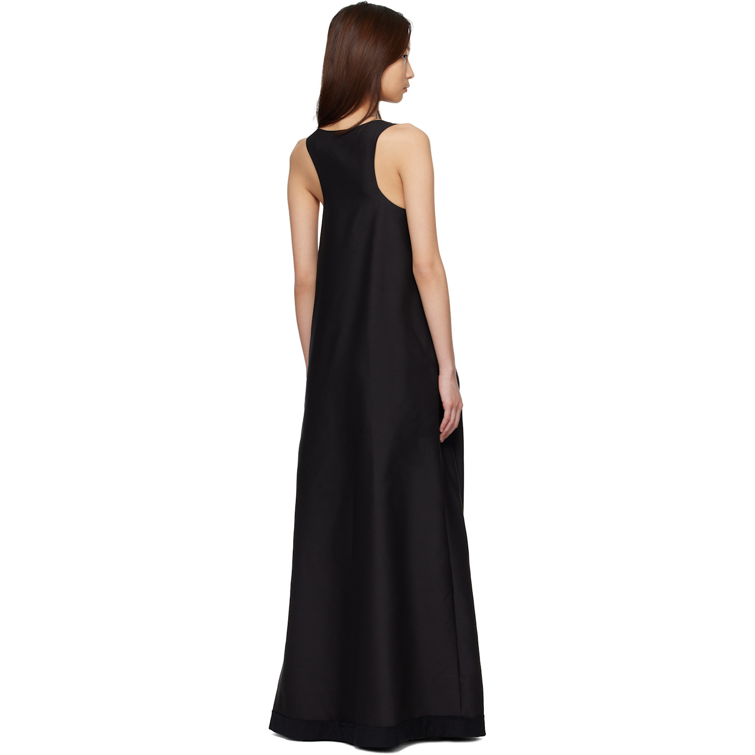  Dries Van Noten Black Rounded Wool & Silk Maxi Dress 