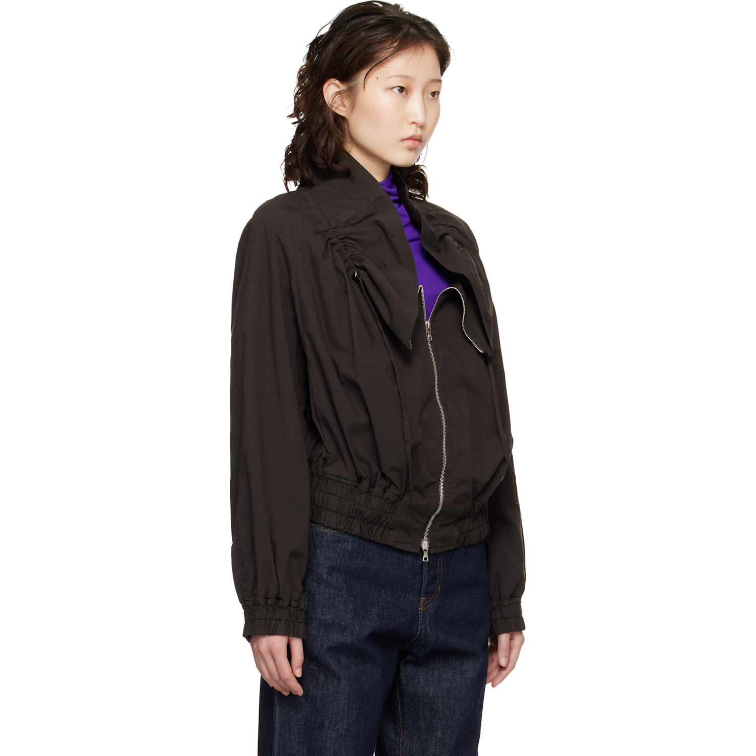  Dries Van Noten Brown Cocoon Bomber Jacket 