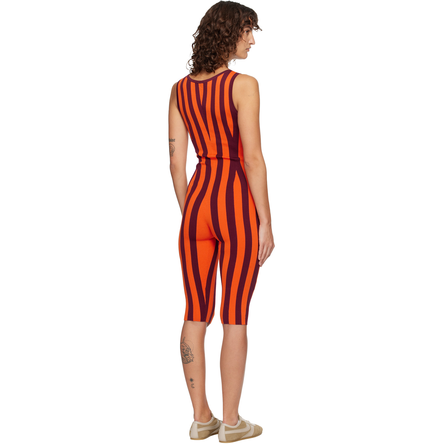  Dries Van Noten Orange & Burgundy Knitted Jumpsuit 