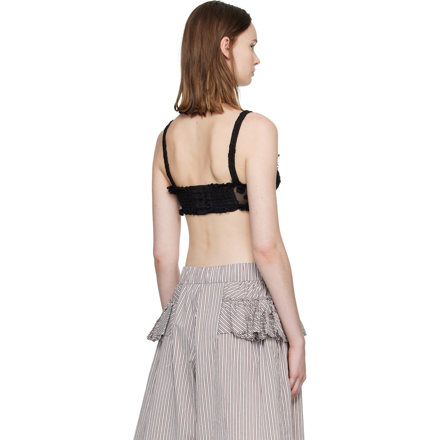  Dries Van Noten Black Polka Dot Mesh Bralette 