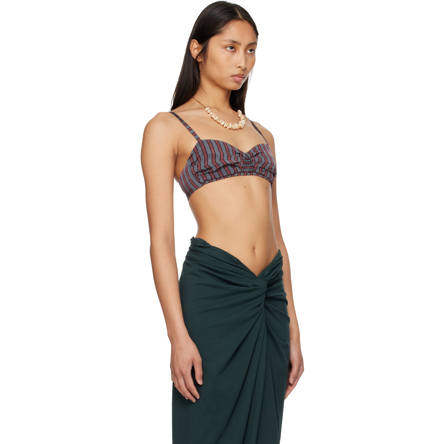  Dries Van Noten Gray & Burgundy Viscose Silk Bra 