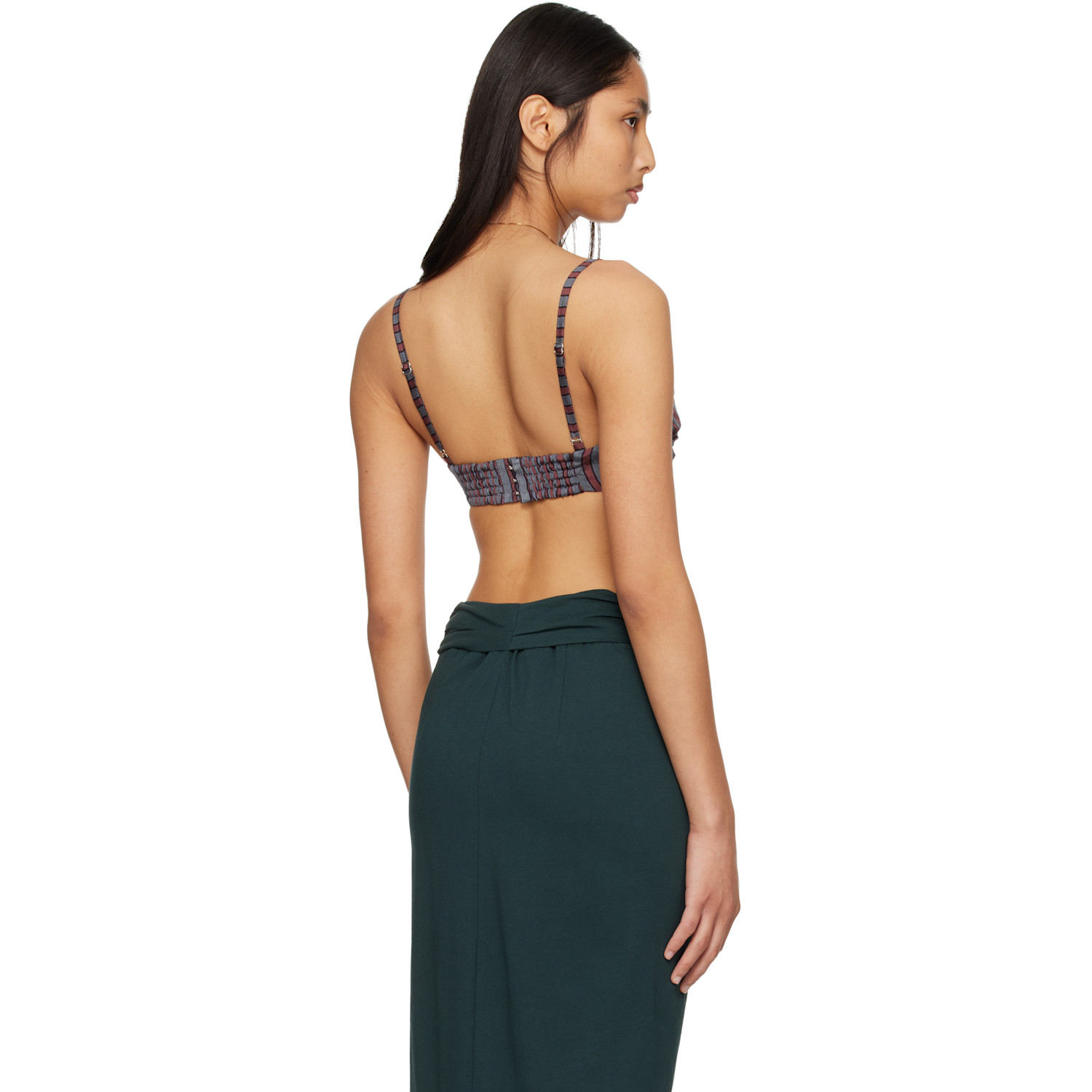  Dries Van Noten Gray & Burgundy Viscose Silk Bra 