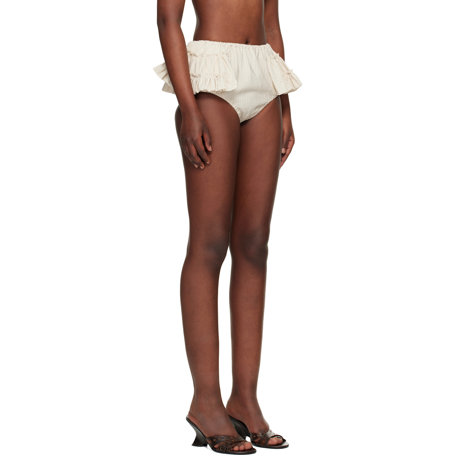  Dries Van Noten Beige Ruffled Briefs 