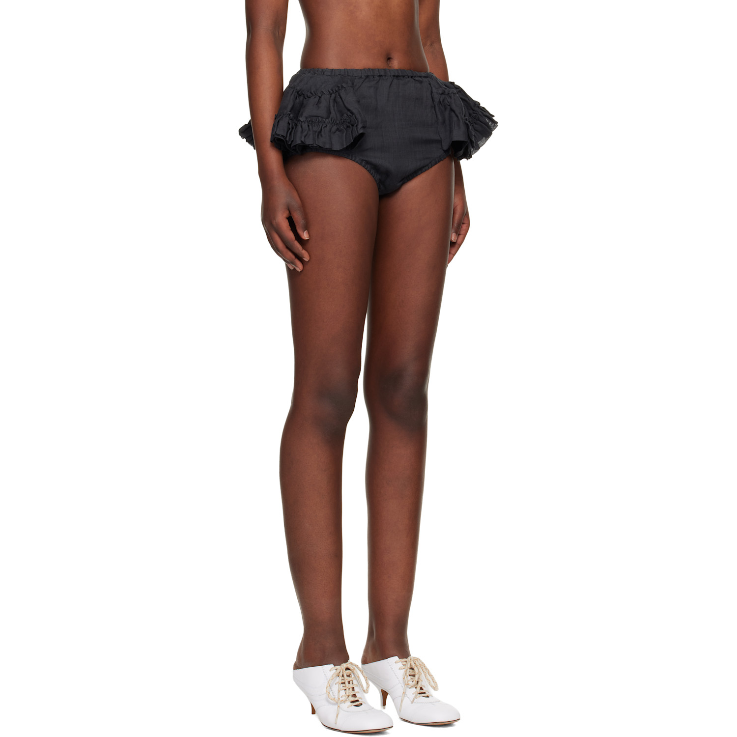  Dries Van Noten Black Ruffled Briefs 