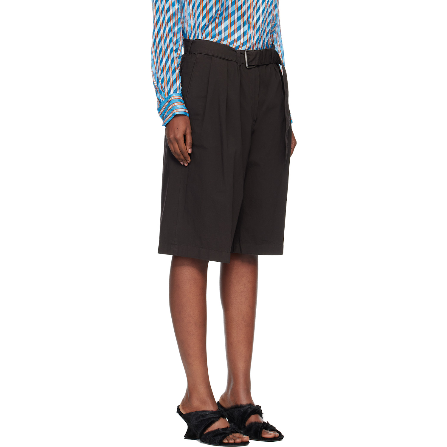  Dries Van Noten Brown Belted Shorts 