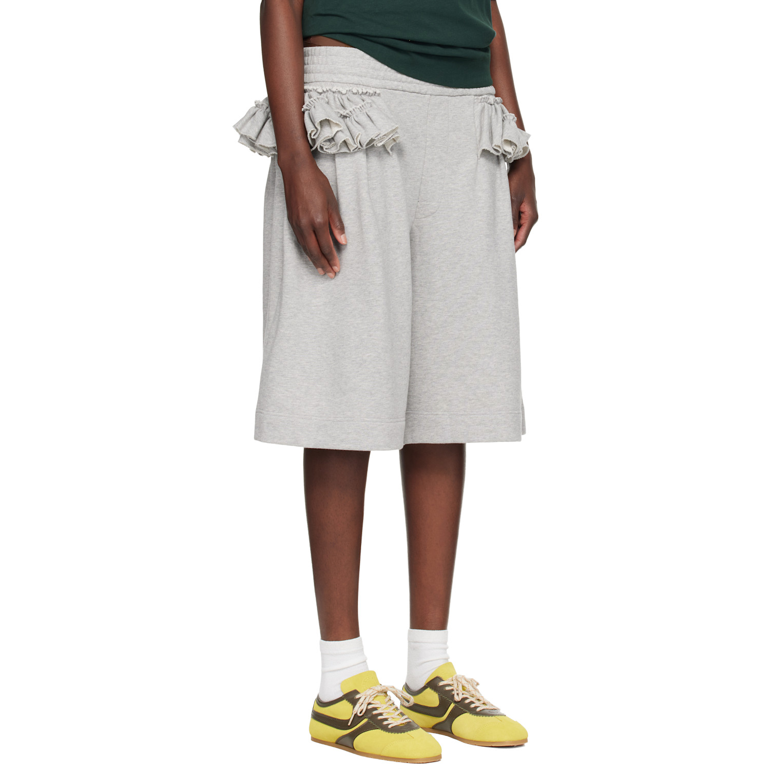  Dries Van Noten Gray Loose Ruffled Shorts 