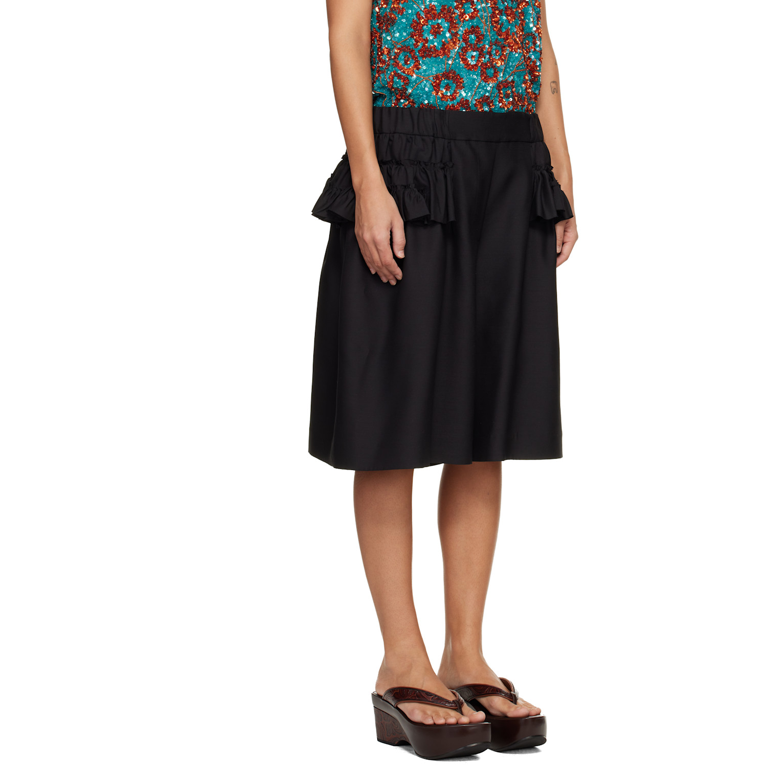  Dries Van Noten Black Ruffled Shorts 