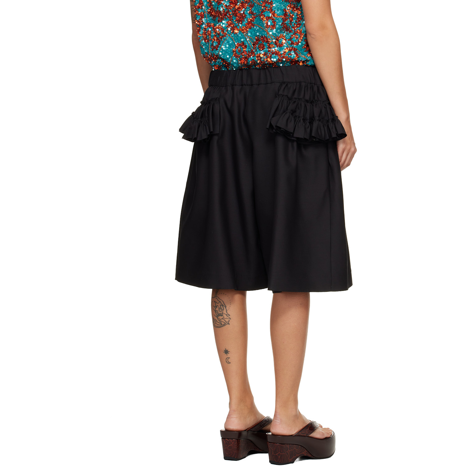  Dries Van Noten Black Ruffled Shorts 