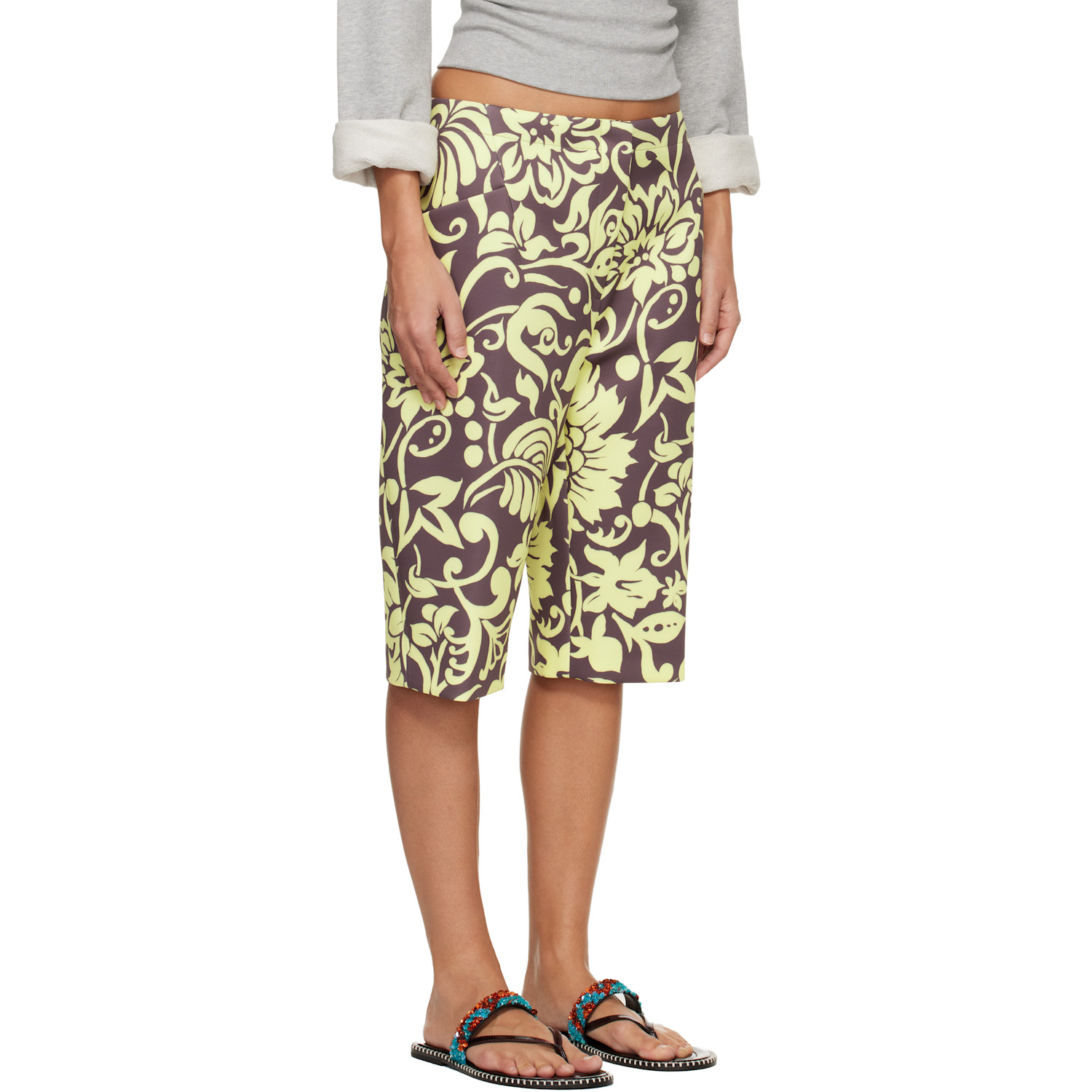  Dries Van Noten Brown & Yellow Patterned Shorts 
