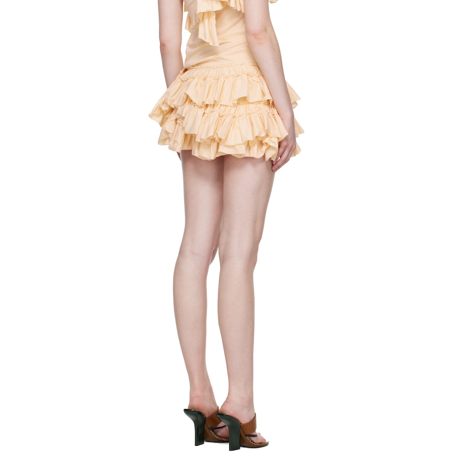  Dries Van Noten Beige Ruffled Micro Shorts 