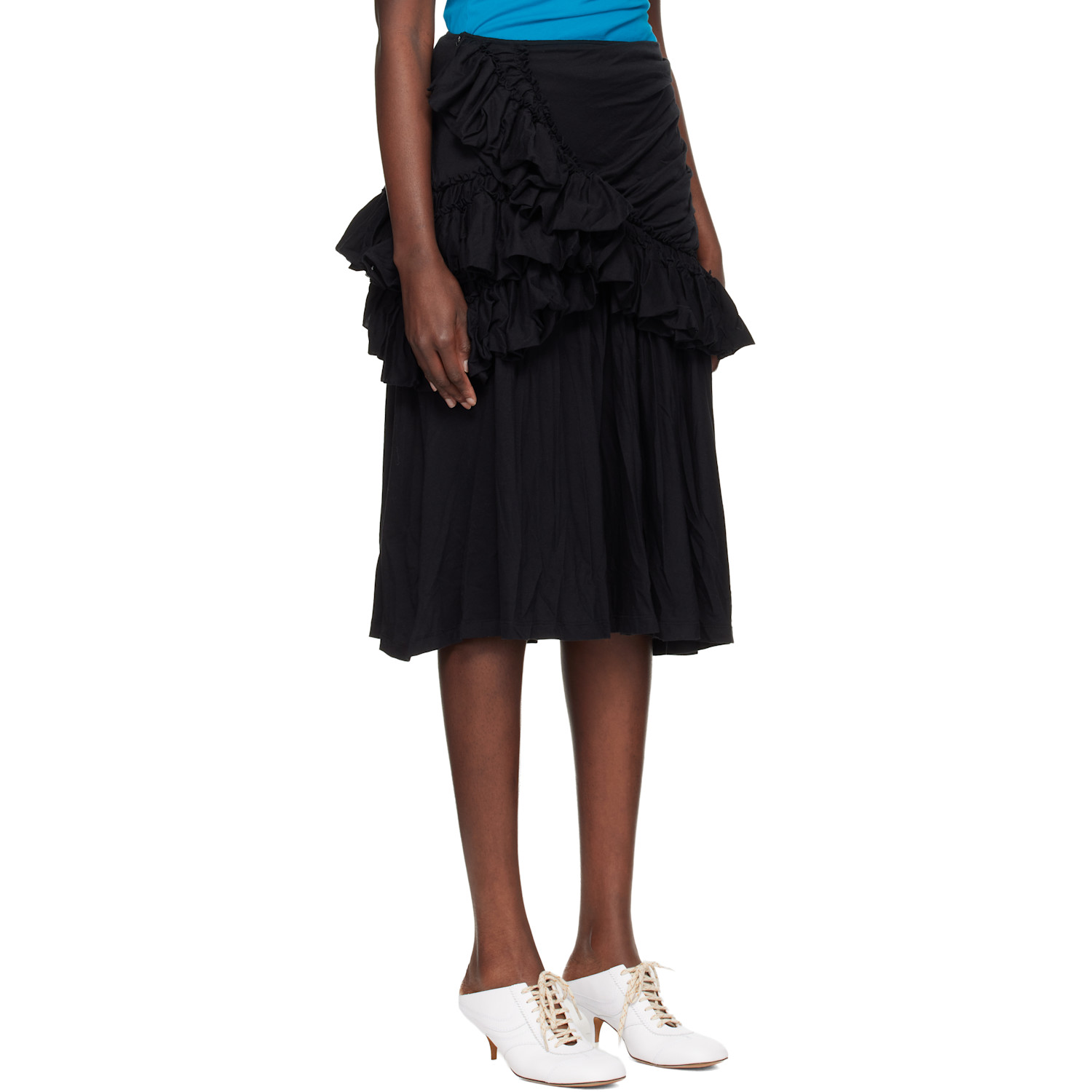  Dries Van Noten Black Ruffled Midi Skirt 