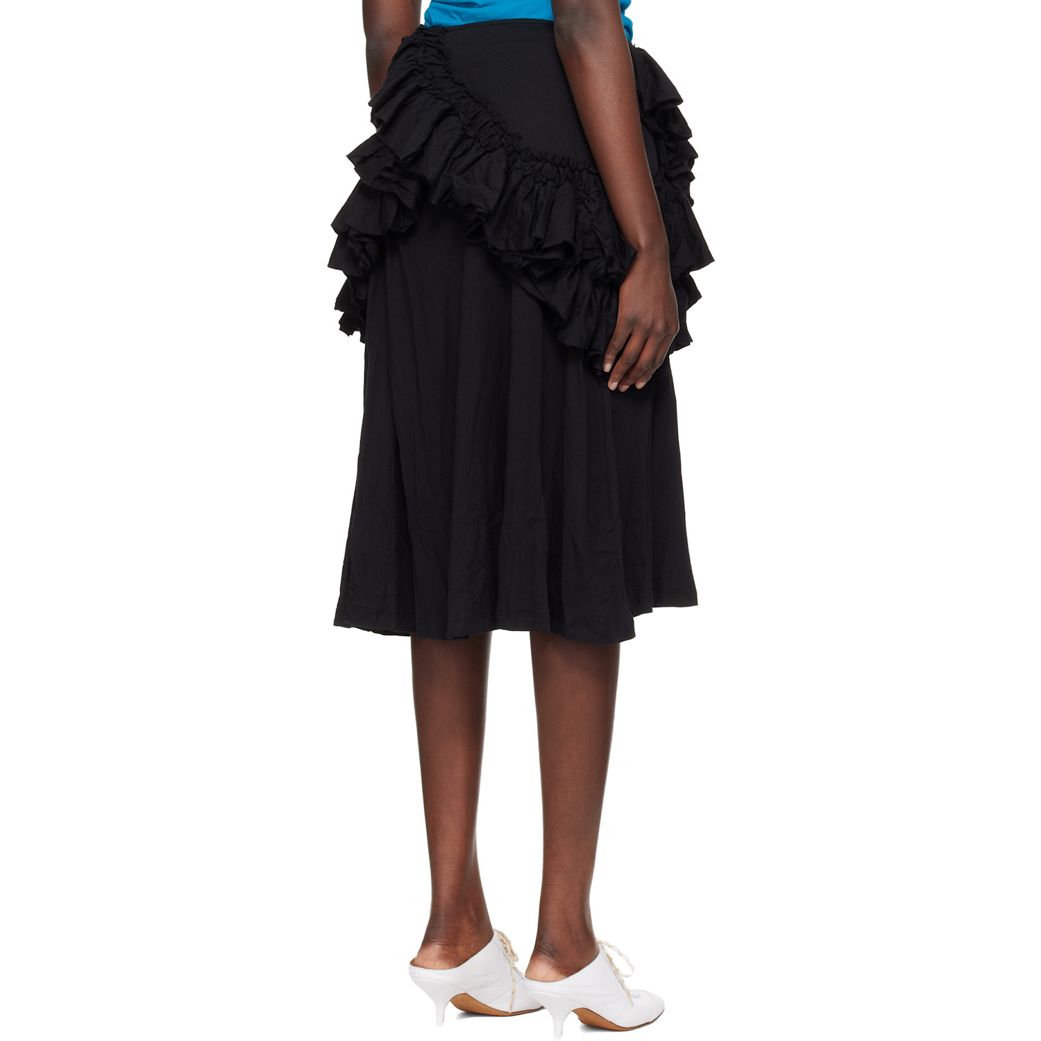  Dries Van Noten Black Ruffled Midi Skirt 
