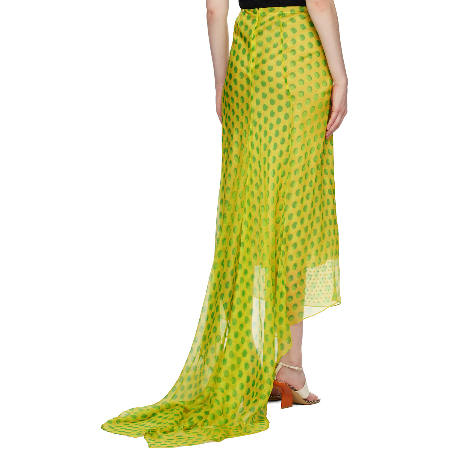  Dries Van Noten Yellow Embellished Silk Maxi Skirt 