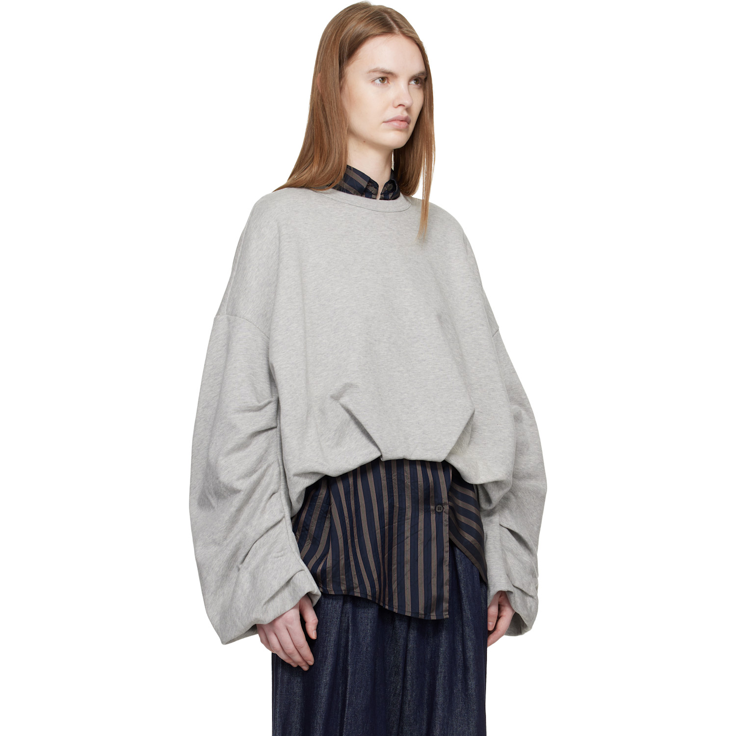  Dries Van Noten Gray Draped Sweatshirt 