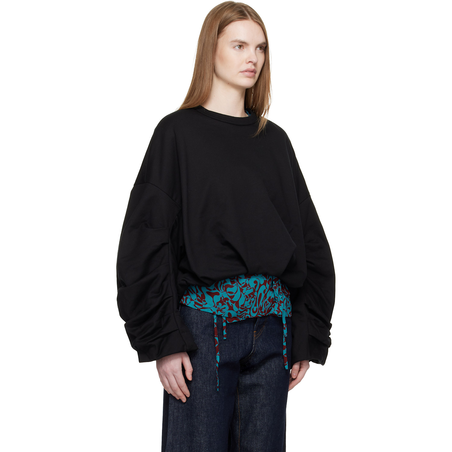  Dries Van Noten Black Draped Sweatshirt 