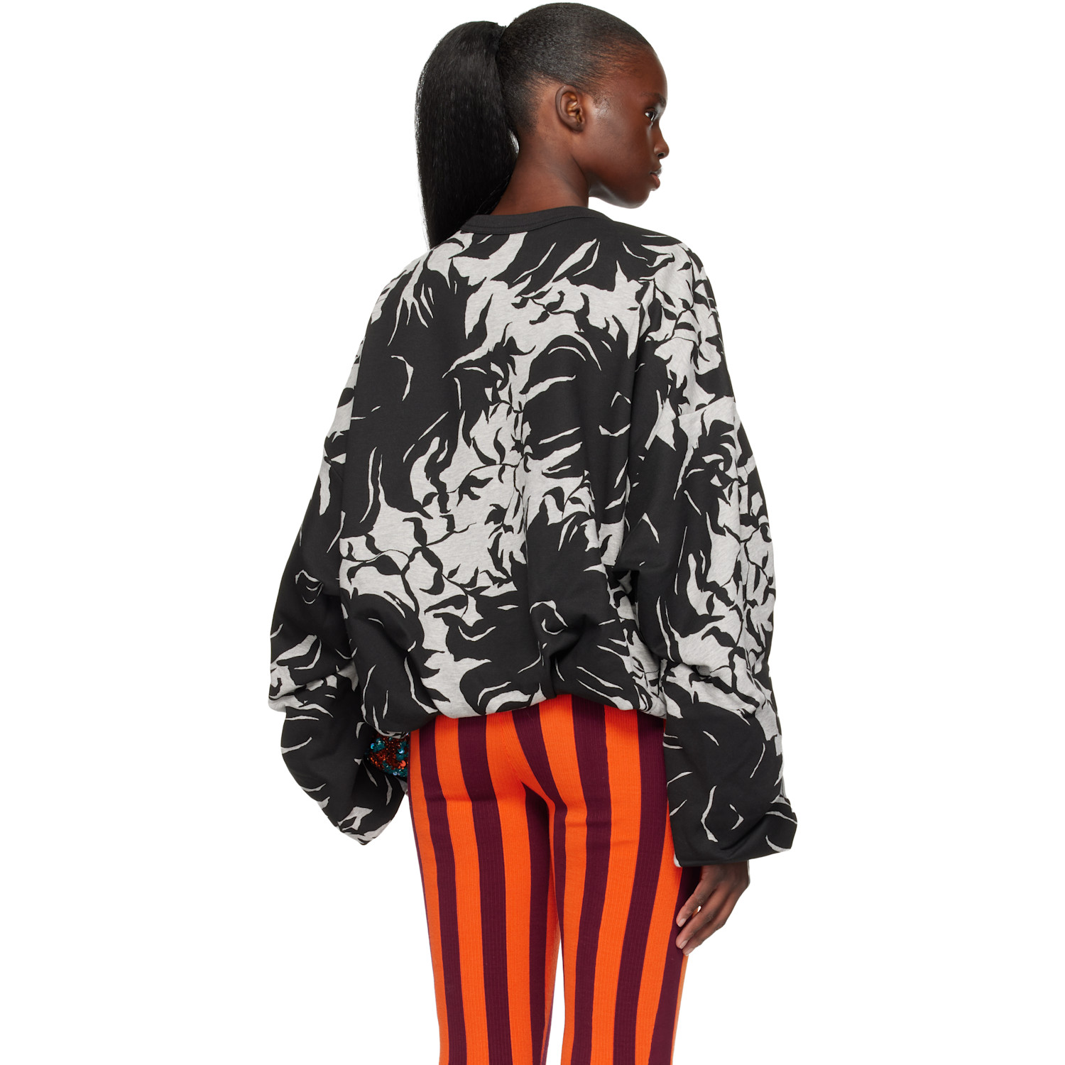  Dries Van Noten Gray & Black Draped Sweatshirt 