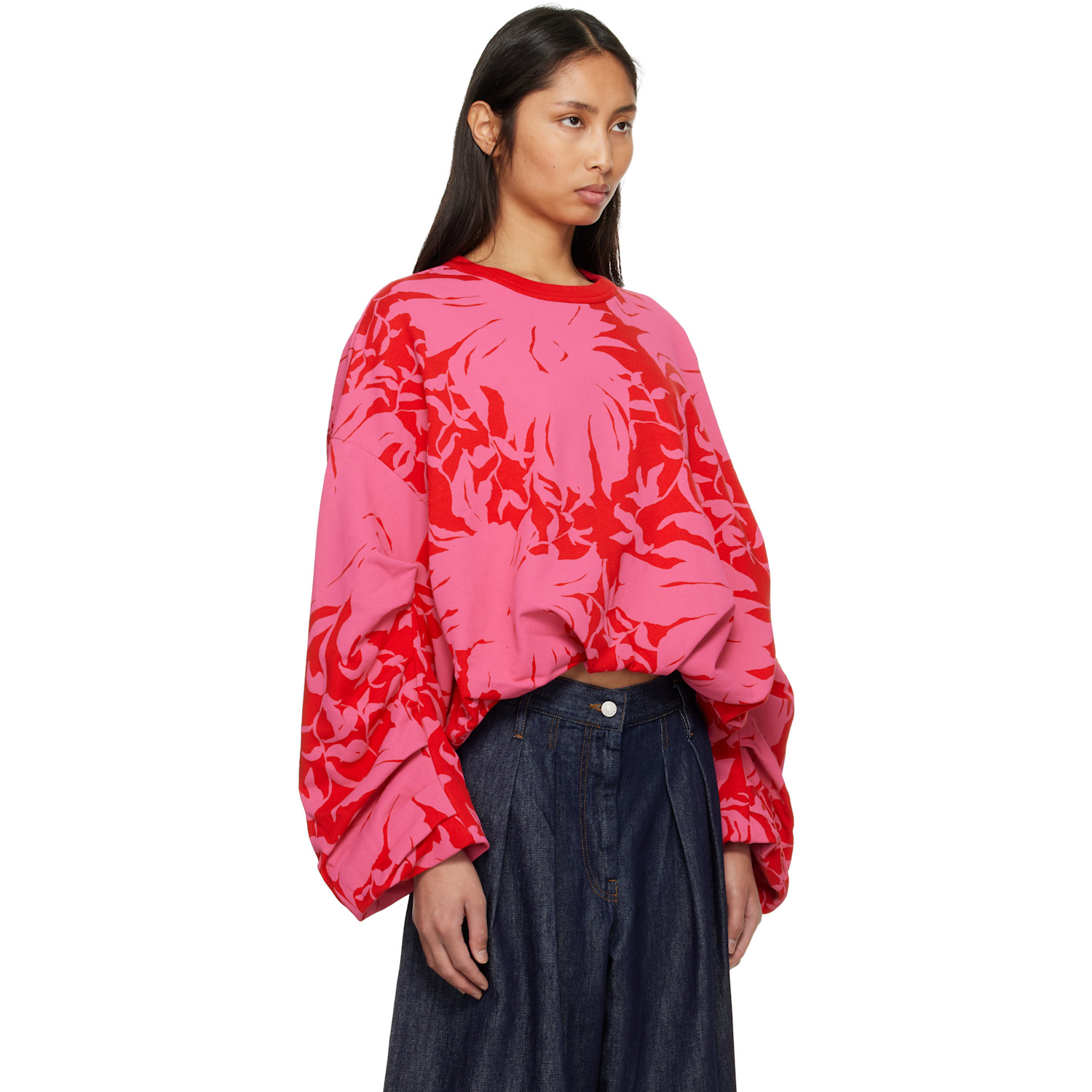  Dries Van Noten Red & Pink Draped Sweatshirt 