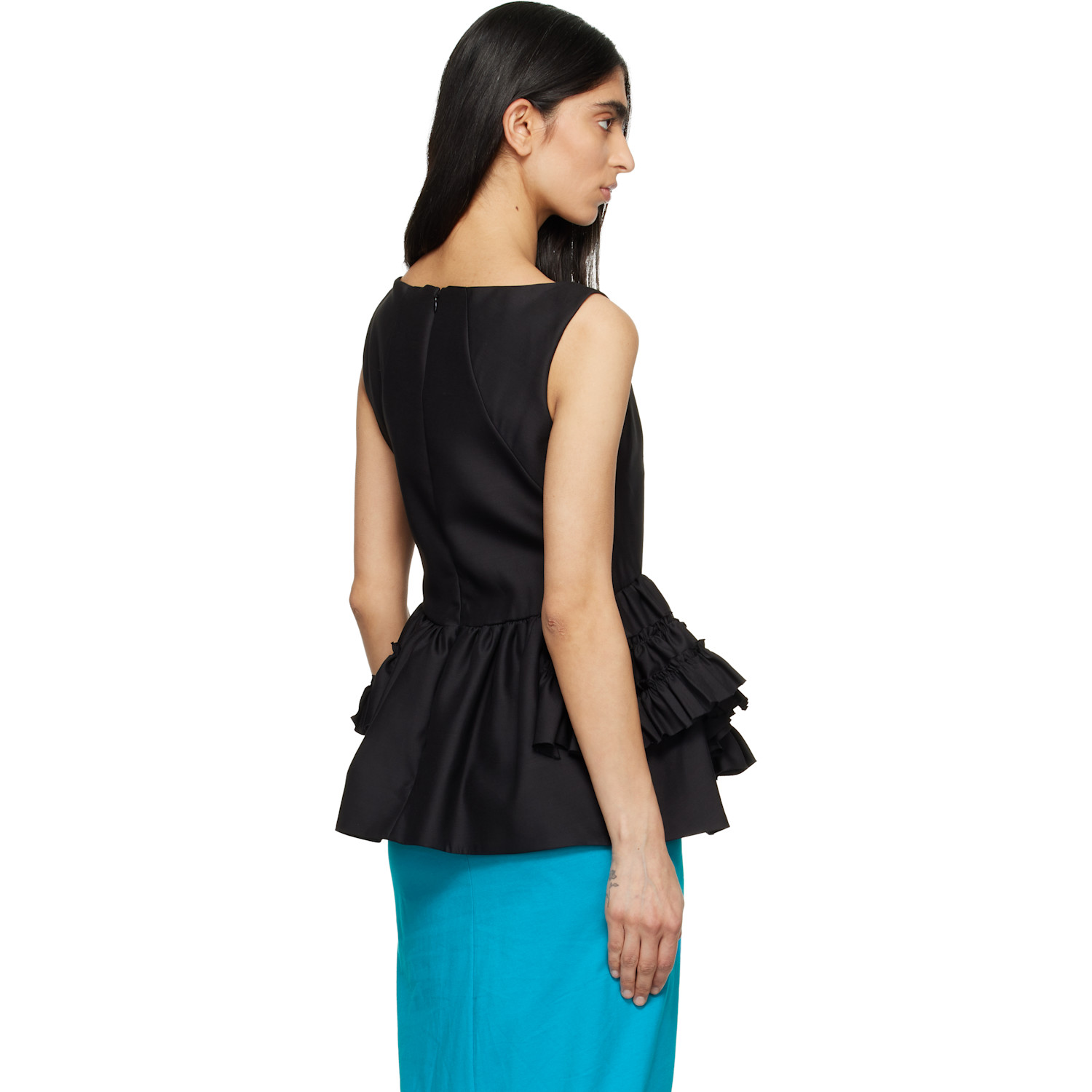  Dries Van Noten Black Ruffled Peplum Blouse 