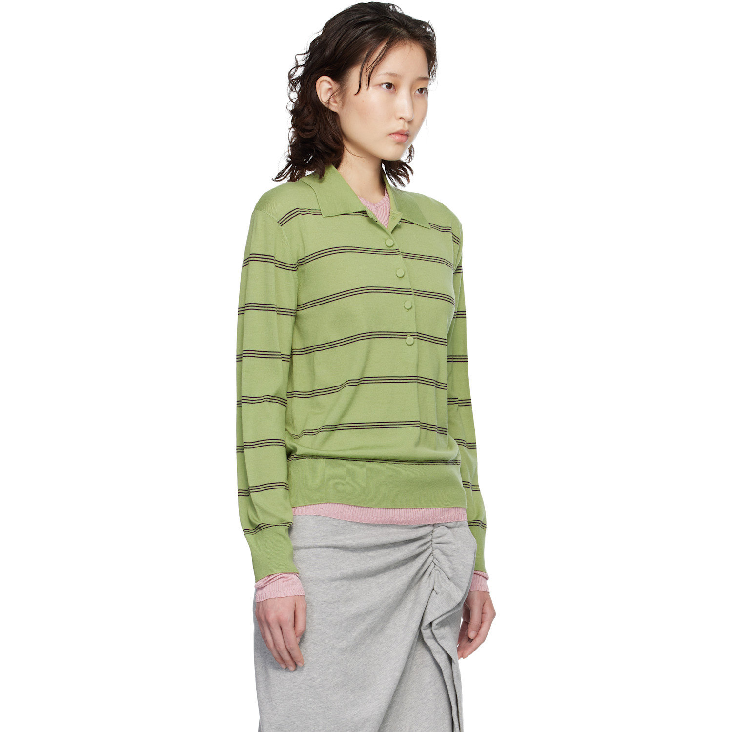  Dries Van Noten Green Merino Wool Polo 