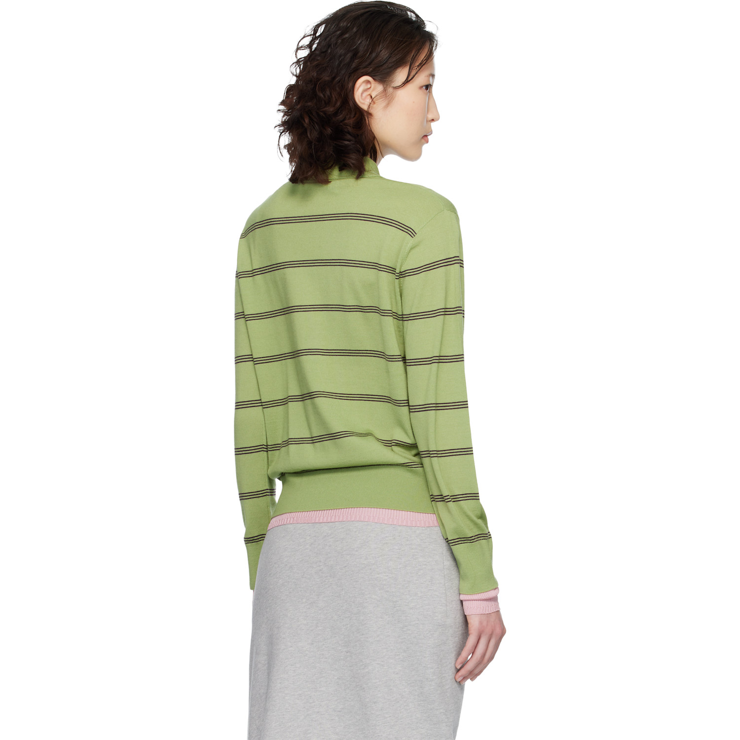  Dries Van Noten Green Merino Wool Polo 