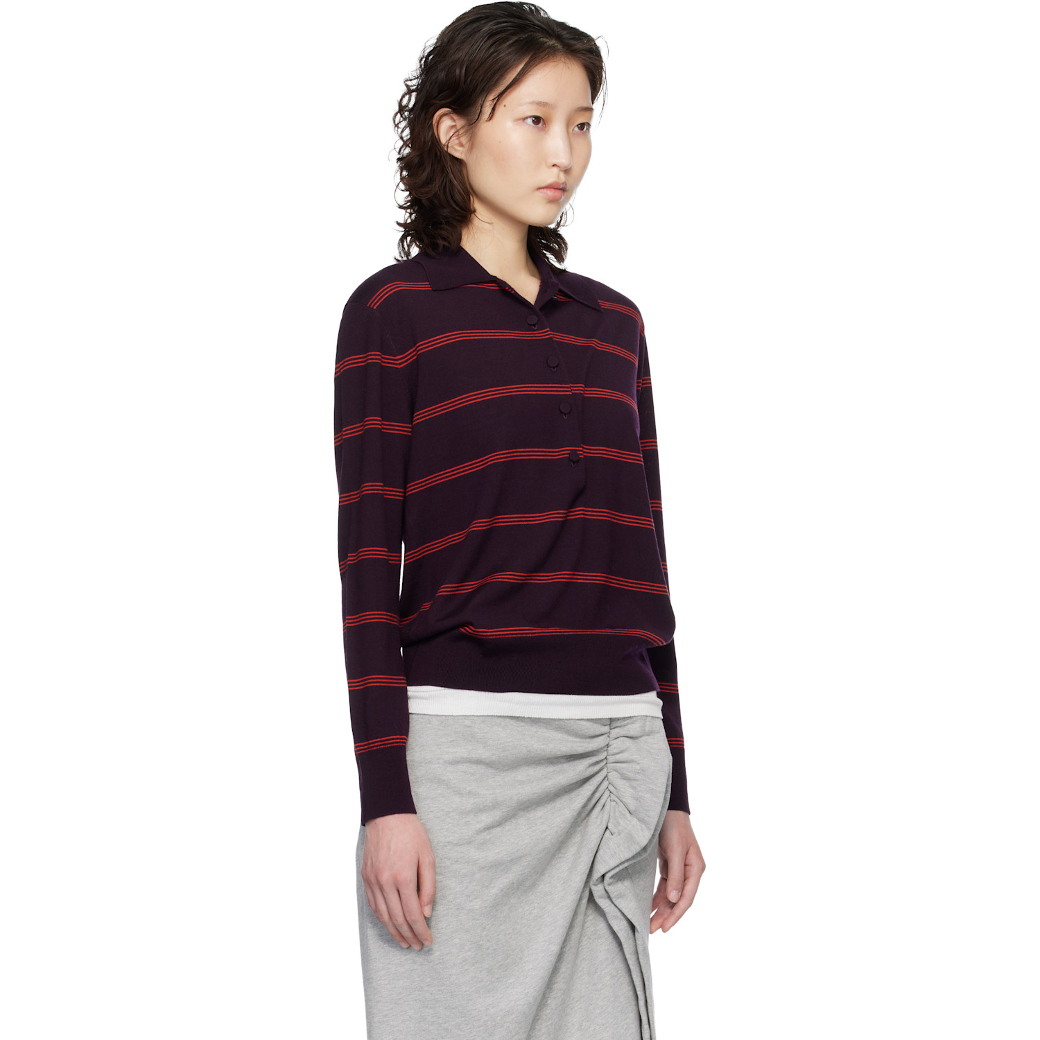  Dries Van Noten Purple Merino Wool Polo 