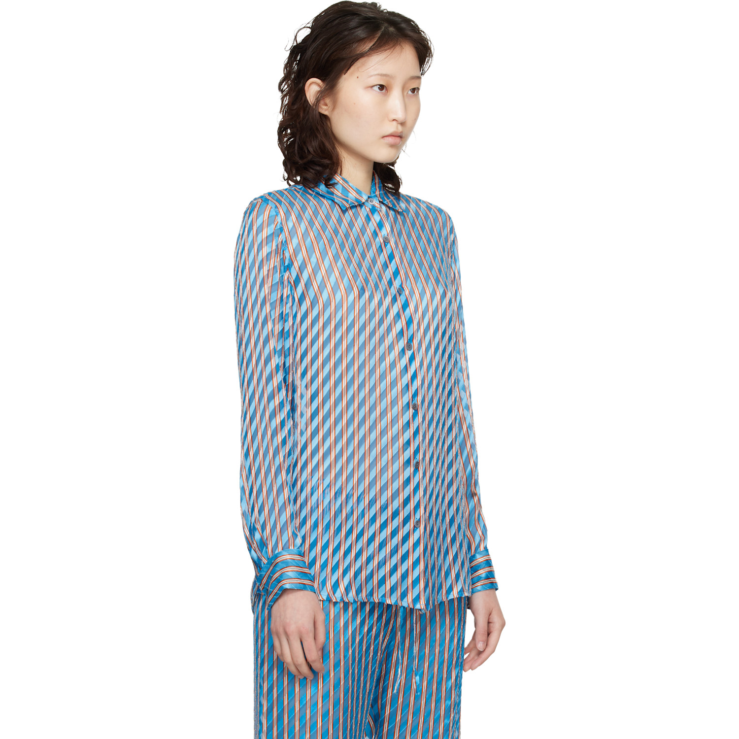  Dries Van Noten Blue Devoré Shirt 
