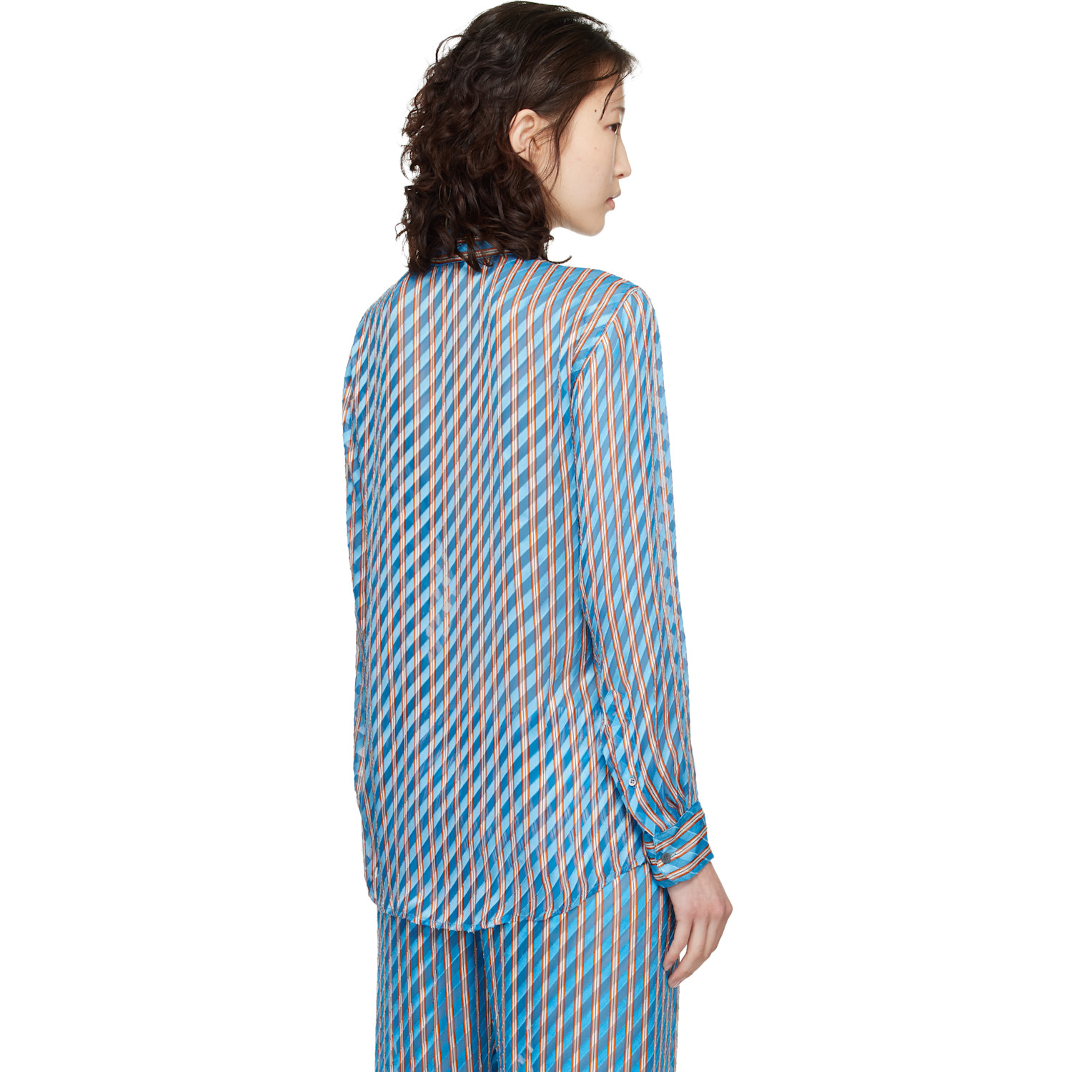  Dries Van Noten Blue Devoré Shirt 