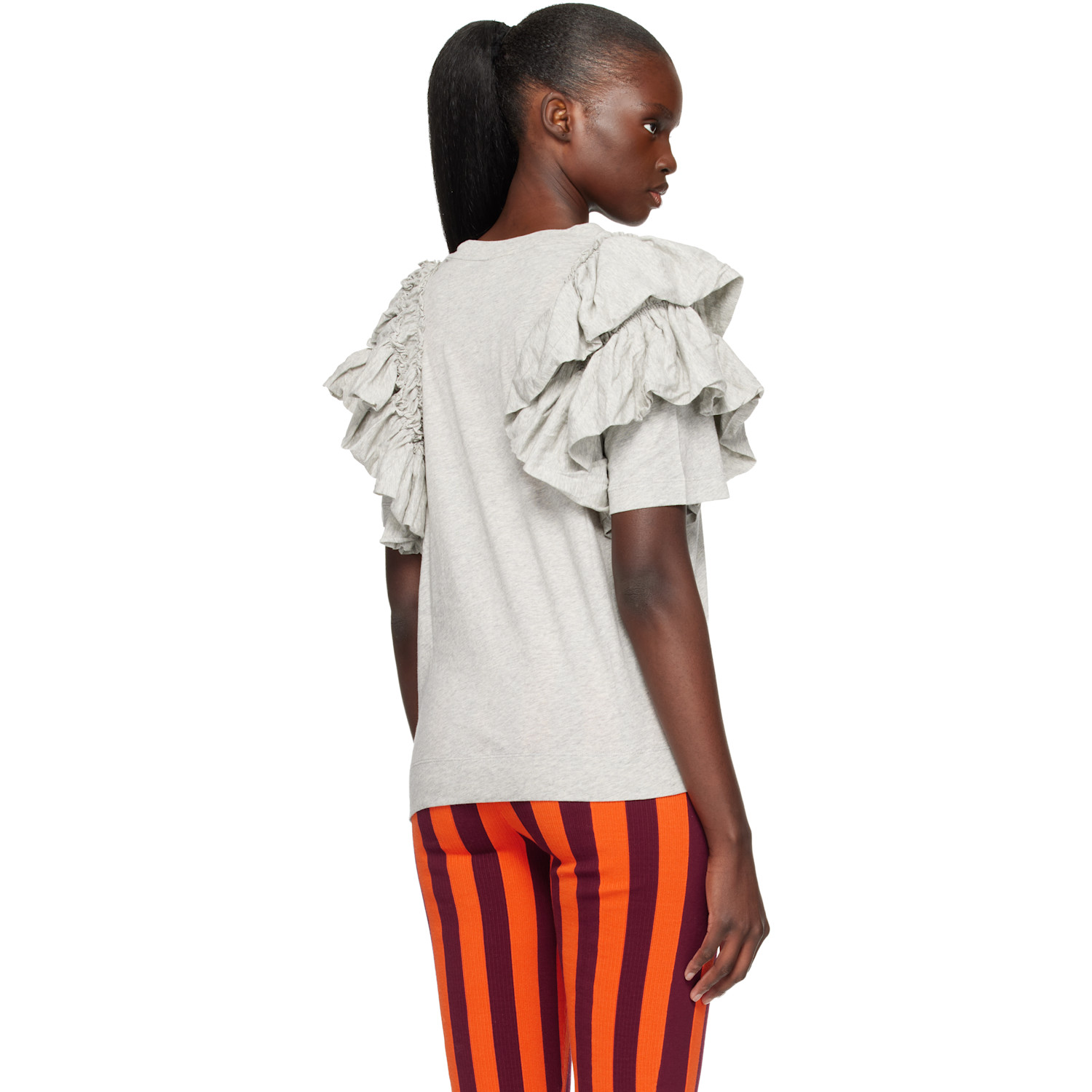  Dries Van Noten Gray Ruffled T-shirt 
